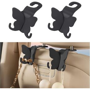 Car Seat Headrest Hook, Cute Vehicle Backseat Hanging Storage Organizer for Purse Coat Umbrella, Automotive Interior Seatback Hanger Decor Accessories, Universal for Most Cars (Purple)