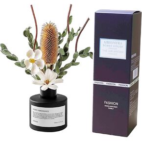 Reed Diffuser Set with Dried Flowers, 3.38fl.oz Fragrance Diffuser with Sticks, Scented Sticks Aroma Diffuser, Home & Office Décor for Air Fresheners, Bathroom (Jasmine Tea)