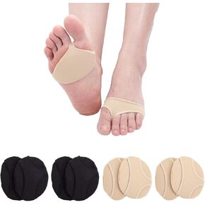 4 Pairs Ball of Foot Cushions, Fabric Metatarsal Sleeve for Women and Men, Metatarsal Pads with Gel Pads, Breathable Comfortable Forefoot Pads for Support Feet Pain Relief