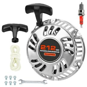 Mini Bike Pull Start Assembly Recoil Starter Compatible with Predator 212cc 196cc Coleman CT200U CT200U-EX BT200X KT196 Go Kart GX160 6.5HP OHV Engine Lawn Mower Generator Parts Galvanized