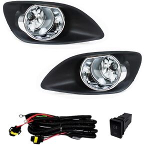 Fog Lights Compatible With 2007-2011 Yaris Front Bumper Lamps Clear Lens with Wiring Harness and Switch Halogen Bulbs H11 12V 55W 1 Pair of Fog Lights
