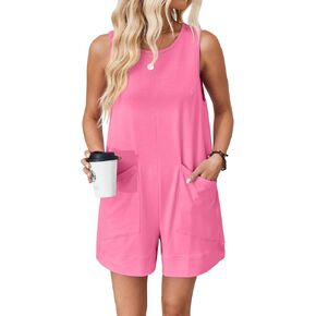 VUTRU Rompers for Women Summer Short Jumpsuits Casual Loose Fit Maternity Romper Comfy Cotton One Piece with Pockets