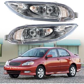 Fog Lights Assembly Replacement for 2005-2008 Corolla with Bulbs + Bezel Front Driving Fog Light Left+Right Side (Passenger & Driver Side)