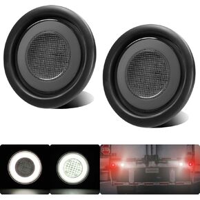 2pcs Smoked Lens 4 inch Round White 64 LEDs Trailer Trucks Halo Reverse Back up Tail Lights w/Rubber Grommet Sealed Waterproof IP67 For Boat/RV/Van, DC 12V