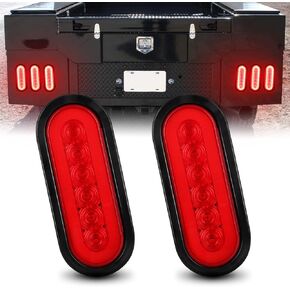6 "مصابيح ذيل LED RED RED OVAL 2 مساءً ، قم بإيقاف تشغيل مصابيح مقطورة الفرامل لشاحنة RV ، مع Grommet Mount Surface