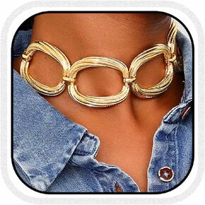 CLOACE Chunky Choker Necklace Gold Thick Necklaces Punk Cuban Chain Jewelry Accessories for Women