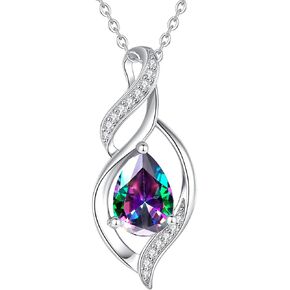 FANCIME Birthstone Necklace for Women Teardrop Necklace S925 Sterling Silver Infinity Love Birthday Gifts for Mom Women Girls, 16"+2" Inches