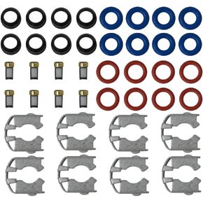 8 Set Upgraded Fuel Injector Repair O-rings Seal Filter Gasket Rebuild Kit for Chevy Tahoe 4.8L 5.3L 2007-2009 6.0L V8 2008-2009 Replace 12580681 FJ887