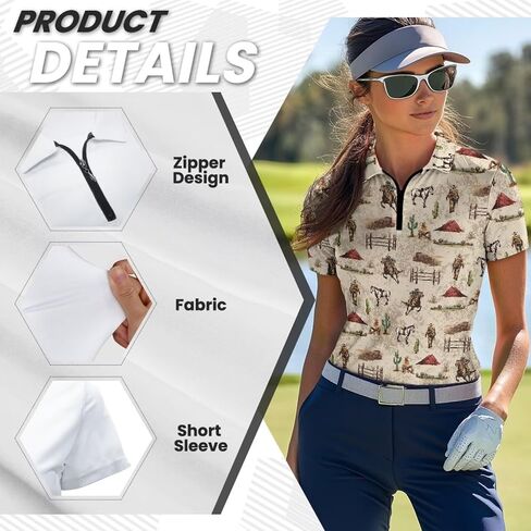 Biyejit Women's Golf Shirts Short Sleeve Quarter Zip Workout Tops for Women Moisture Wicking Quick-Drying Polo Shirts in Kuwait