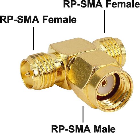 Boobrie SMA Splitter Adapter SMA Female to Dual SMA Female Triple Tee Connector Splitter Antenna SMA 2-Way Converter for WiFi Aerial FPV Drone Radio Baofeng Yaesu Camera Pack of 2 in Kuwait