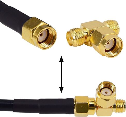 Boobrie SMA Splitter Adapter SMA Female to Dual SMA Female Triple Tee Connector Splitter Antenna SMA 2-Way Converter for WiFi Aerial FPV Drone Radio Baofeng Yaesu Camera Pack of 2 in Kuwait