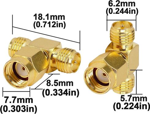 Boobrie SMA Splitter Adapter SMA Female to Dual SMA Female Triple Tee Connector Splitter Antenna SMA 2-Way Converter for WiFi Aerial FPV Drone Radio Baofeng Yaesu Camera Pack of 2 in Kuwait