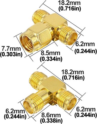 Boobrie SMA Splitter Adapter SMA Female to Dual SMA Female Triple Tee Connector Splitter Antenna SMA 2-Way Converter for WiFi Aerial FPV Drone Radio Baofeng Yaesu Camera Pack of 2 in Kuwait