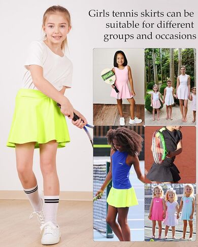 Girls Tennis Skirt Athletic Skirts with Shorts and Pockets, High Waist Tennis Skirt with Elastic Waistband in Saudi Arabia