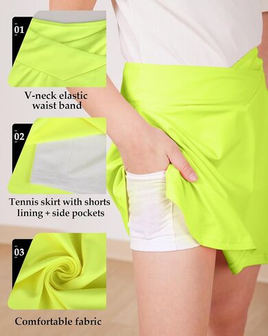Girls Tennis Skirt Athletic Skirts with Shorts and Pockets, High Waist Tennis Skirt with Elastic Waistband in Saudi Arabia