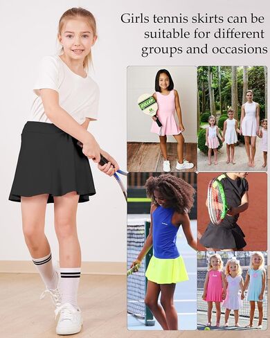 Girls Tennis Skirt Athletic Skirts with Shorts and Pockets, High Waist Tennis Skirt with Elastic Waistband in Saudi Arabia