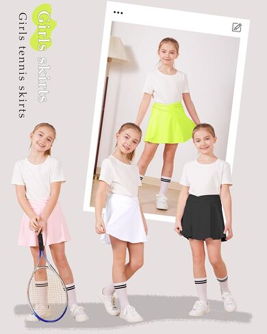 Girls Tennis Skirt Athletic Skirts with Shorts and Pockets, High Waist Tennis Skirt with Elastic Waistband in Saudi Arabia