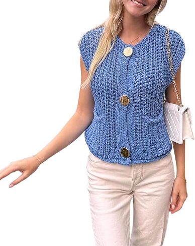 Women's Y2K Summer Button Down Sweater Cardigans Shirts Short Sleeve Knitted Blouse Top Going Out Cropped Knit Tops in Saudi Arabia