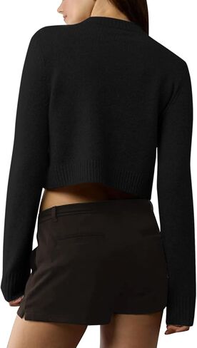 Urban Coco Women Crew Neck Cardigan Sevidgan Sendents Cardigan Longe Sleeve Open Front Button لأسفل سترات سترة in Saudi Arabia