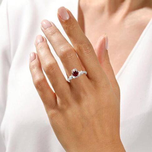 Heart Birthstone Claddagh Ring 925 Sterling Silver 6MM Heart-Shaped Birthstone Rings Irish Jewelry Good Luck for Women Size 3-13 in Kuwait