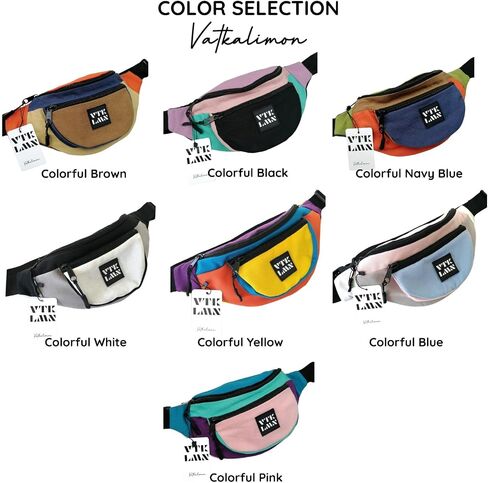 Vatkalimon Colourful Fanny Packs - Fanny Packs for Women, Sling For Men, Unisex Belt Bag for Walking, Travel Essentials, Stylish Bum Bags for Hiking, Running & Daily Use in Saudi Arabia