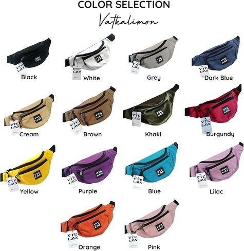 Vatkalimon Colourful Fanny Packs - Fanny Packs for Women, Sling For Men, Unisex Belt Bag for Walking, Travel Essentials, Stylish Bum Bags for Hiking, Running & Daily Use in Kuwait