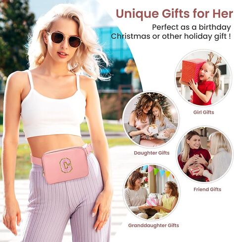 Birthday Gifts for Girls, 4 5 6 7 8 9 10 11 12 13 Year Old Girl Gifts for Teens Kids Daughter Sister Her,Cute Fanny Pack Belt Bag Crossbody Bag Trendy Stuff for Girls Teen Kids(Peach, E) in Saudi Arabia