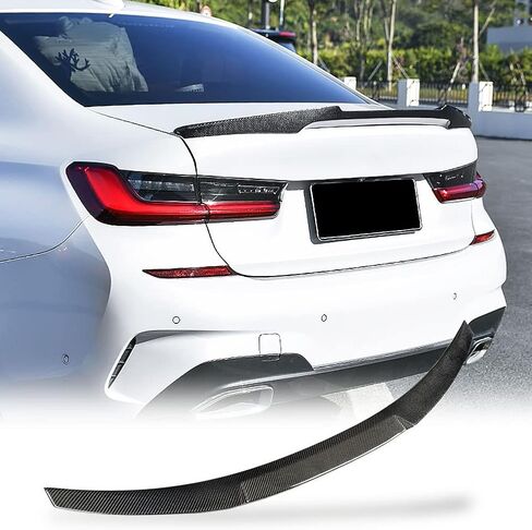 MCARCAR KIT جناح صندوق السيارة من ألياف الكربون سبويلر لسيارات BMW 3 Series G20 سيدان G80 M3 سبويلر 2019-2024 320i 330i 330e M340i 318d 320d 330d غطاء التمهيد الخلفي Highkick Wing Lip Factory Outlet in Kuwait