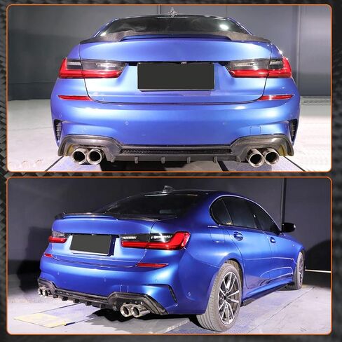MCARCAR KIT جناح صندوق السيارة من ألياف الكربون سبويلر لسيارات BMW 3 Series G20 سيدان G80 M3 سبويلر 2019-2024 320i 330i 330e M340i 318d 320d 330d غطاء التمهيد الخلفي Highkick Wing Lip Factory Outlet in Kuwait