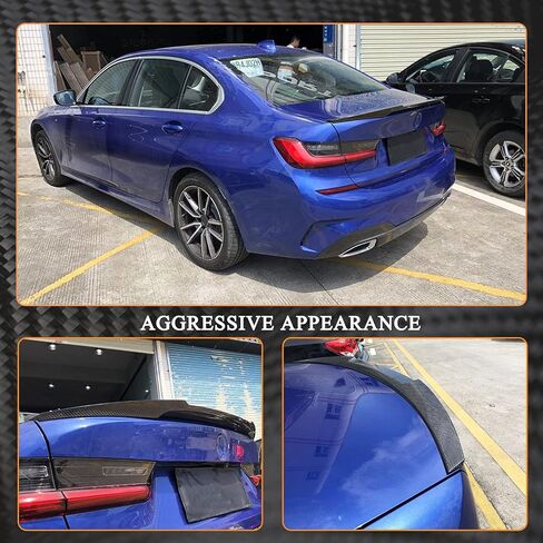 MCARCAR KIT جناح صندوق السيارة من ألياف الكربون سبويلر لسيارات BMW 3 Series G20 سيدان G80 M3 سبويلر 2019-2024 320i 330i 330e M340i 318d 320d 330d غطاء التمهيد الخلفي Highkick Wing Lip Factory Outlet in Kuwait