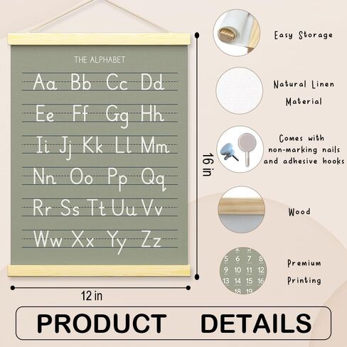 أرقام bonetat ملصق الأبجدية لأطفال الحضانة الصغار ، تشكيل الحروف الصحيحة على خط الورق ، ديكور جدار غرفة اللعب ، ABC Wall Chart ، مرحلة ما قبل المدرسة ديكور الأطفال ديكور جدار الأطفال ، لافتة الأبجدية الخشبية-A02 in Kuwait