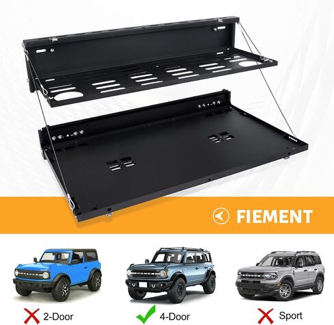 Maiker Off Road Tailgate Chorgion Panel Dait -Molle Panel Steel Carg Cargo Storage Storage حامل الأمتعة مع 3 أكياس تخزين لإكسسوارات فورد برونكو 2021 2022 2023 2/4 أبواب in Kuwait