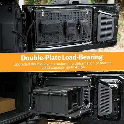 Maiker Off Road Tailgate Chorgion Panel Dait -Molle Panel Steel Carg Cargo Storage Storage حامل الأمتعة مع 3 أكياس تخزين لإكسسوارات فورد برونكو 2021 2022 2023 2/4 أبواب in Kuwait