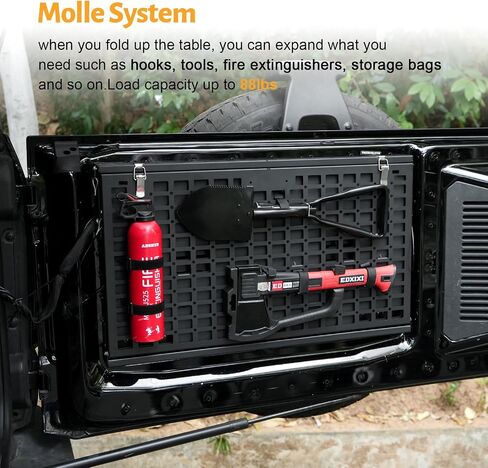 Maiker Off Road Tailgate Chorgion Panel Dait -Molle Panel Steel Carg Cargo Storage Storage حامل الأمتعة مع 3 أكياس تخزين لإكسسوارات فورد برونكو 2021 2022 2023 2/4 أبواب in Kuwait