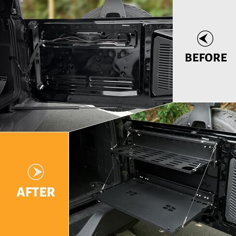 Maiker Off Road Tailgate Chorgion Panel Dait -Molle Panel Steel Carg Cargo Storage Storage حامل الأمتعة مع 3 أكياس تخزين لإكسسوارات فورد برونكو 2021 2022 2023 2/4 أبواب in Kuwait