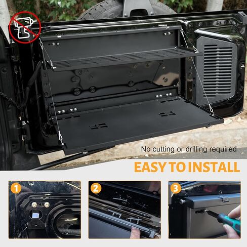 Maiker Off Road Tailgate Chorgion Panel Dait -Molle Panel Steel Carg Cargo Storage Storage حامل الأمتعة مع 3 أكياس تخزين لإكسسوارات فورد برونكو 2021 2022 2023 2/4 أبواب in Kuwait