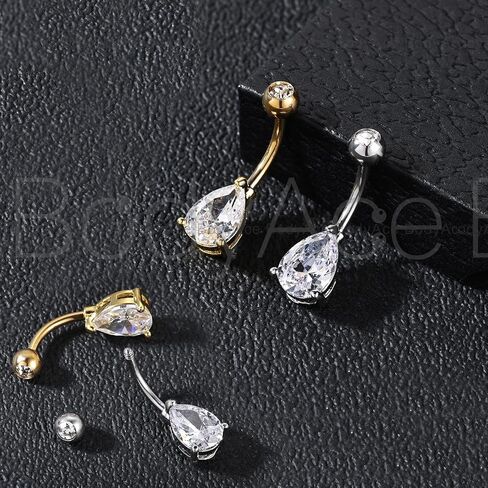 BodyAce 14G Belly Button Hoop Navel Rings, Gold Curved Barbells Silver Belly Clicker for Women, Stainless Steel Christina Piercing Cute Belly Jewelry in Saudi Arabia