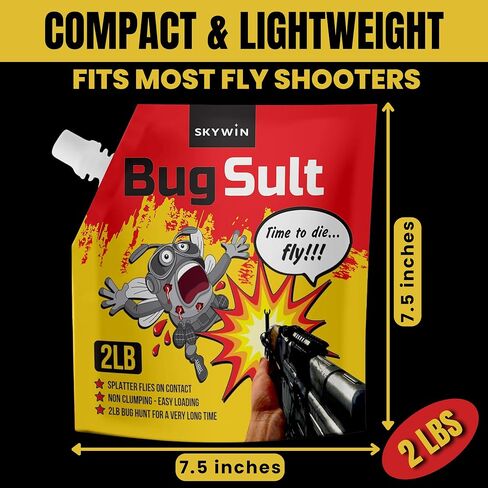 ملح سكايوين لرماة الطيران الذين يطلقون الملح، 2 رطل. Salt for Fly Shooter - عبوتان من ملح الحبوب الكبيرة لتعزيز تأثير الذباب مع صنبور سهل الصب، من أجل Salt Shooter Fly in Kuwait