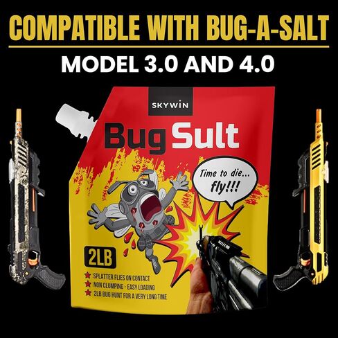 ملح سكايوين لرماة الطيران الذين يطلقون الملح، 2 رطل. Salt for Fly Shooter - عبوتان من ملح الحبوب الكبيرة لتعزيز تأثير الذباب مع صنبور سهل الصب، من أجل Salt Shooter Fly in Kuwait