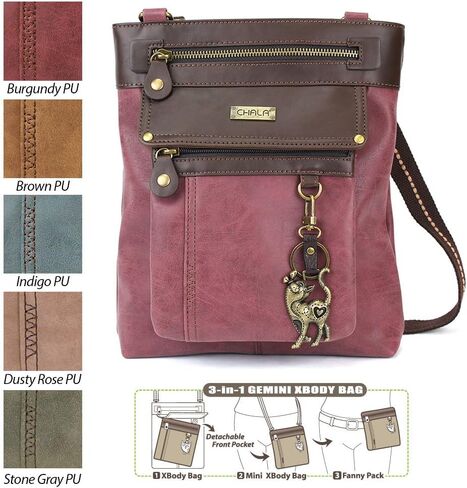 CHALA GEMINI Crossbody PU leather Gift Messenger Bag Burgundy in Saudi Arabia
