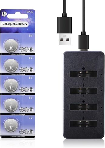 CR2032 Rechargeable Batteries CR2032 3V Lithium-ion Coin Battery with Charger(5 Pack) in Kuwait