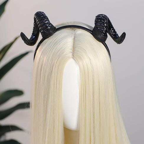 Mostory Black Demon Horns عصابة الرأس - قرون الأغنام الشيطان عداد الماعز الماعز قرن Hairband لعصر الهالوين Renfaire Costume Complay Photo Photo in Saudi Arabia