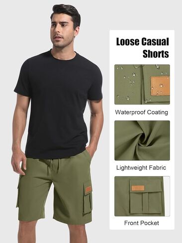 Mens Cargo Shorts Lightweight Stretch Hiking Shorts Casual Shorts Elastic Waistband 5 Pockets Work Shorts in Kuwait