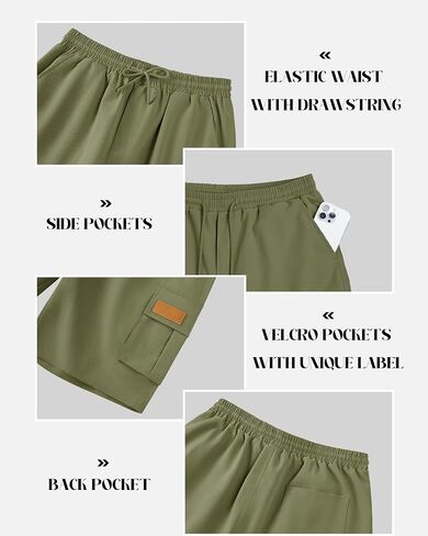 Mens Cargo Shorts Lightweight Stretch Hiking Shorts Casual Shorts Elastic Waistband 5 Pockets Work Shorts in Kuwait