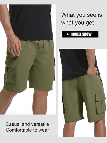 Mens Cargo Shorts Lightweight Stretch Hiking Shorts Casual Shorts Elastic Waistband 5 Pockets Work Shorts in Kuwait