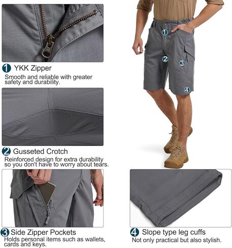 Men's Stretch Cargo Shorts Lightweight Water Resistant Hiking Shorts Tactical Work Shorts with Multi Pockets in Kuwait