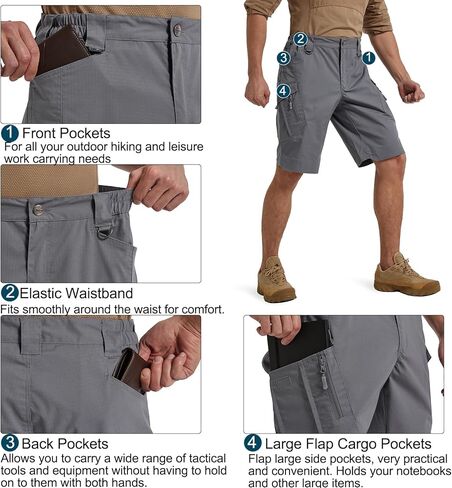 Men's Stretch Cargo Shorts Lightweight Water Resistant Hiking Shorts Tactical Work Shorts with Multi Pockets in Kuwait