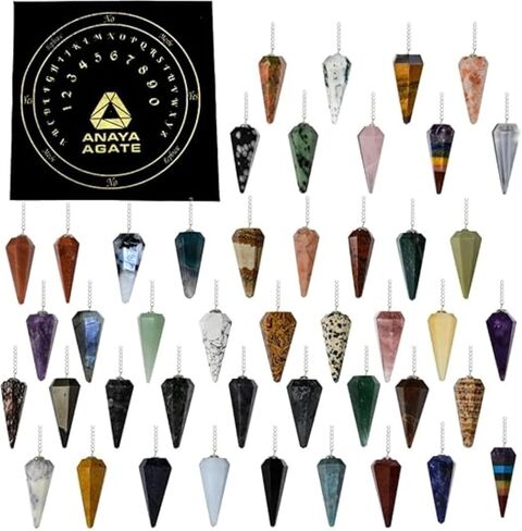 Pack of 11 Crystal Pendulums Bulk – Wholesale Pendulum with Chakra Pendulum and Pendulum Board – Dowsing Pendulum for Divination, Meditation, Healing Crystals – Natural Gemstone Pendulum in Kuwait