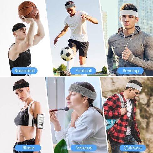 3Pcs Sweatbands Sports Headbands, Moisture Wicking Cotton Headband for Men & Women, Workout Headbands for Tennis, Basketball, Running, Gym - Sweat Band in Saudi Arabia