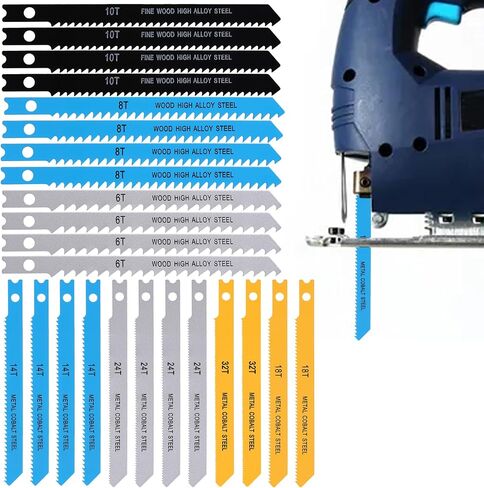 14 PCS U-Shank Jig Saw Blade Set, Jigsaw Blades Fit Vast Majority U Shank Jigsaws, Jigsaw Blades Set for Wood, Plastic and Metal Cutting, 6T 8T 10T 14T 18T 24T 32T in Saudi Arabia